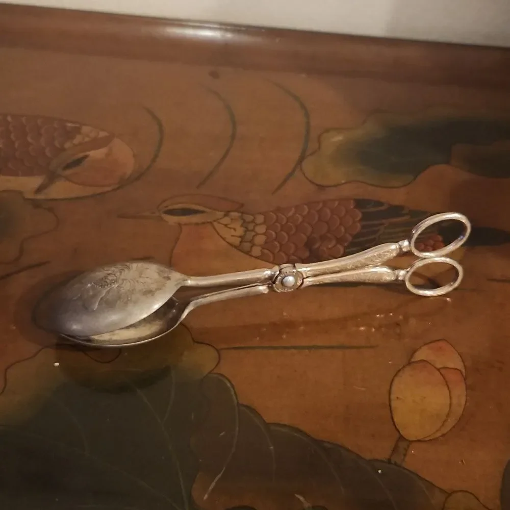 Vintage Italy Silverplated Salad Tongs